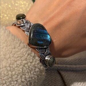 Valentine Special Sterling Silver and Blue Labradorite Cuff Bracelet